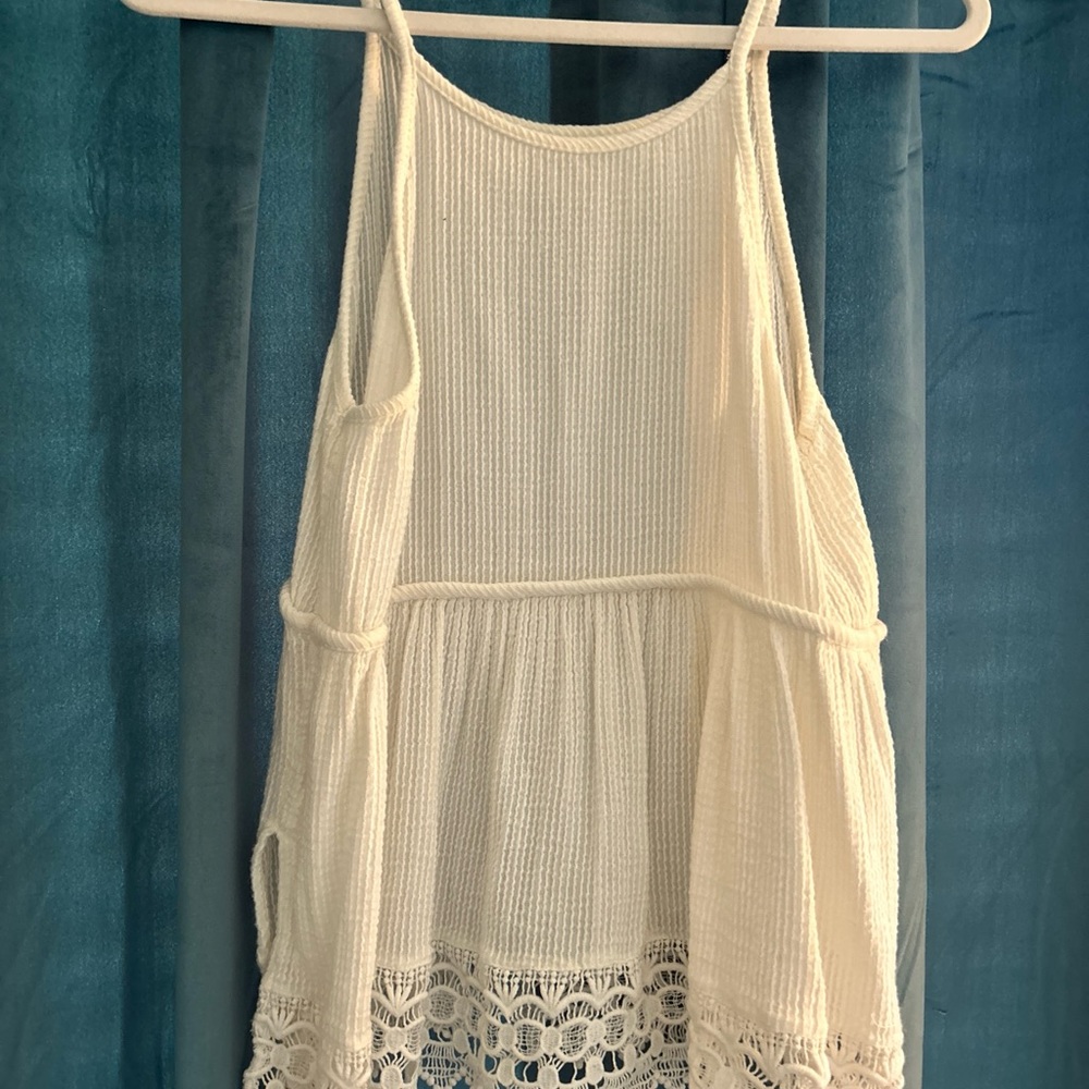 O’Neill women’s Small tank cottage core lace bottom ivory ribbed